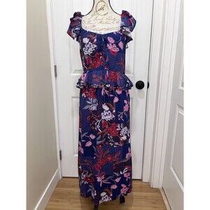 Sofia Jeans by Sofia Vergara Ruffle Sweetheart Midi Dress Womens Size M Floral